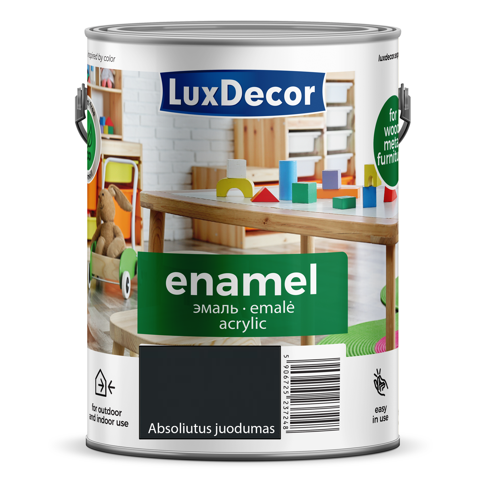 Emaliniai dažai LUXDECOR, matiniai, juodos sp., 2,2 l-0