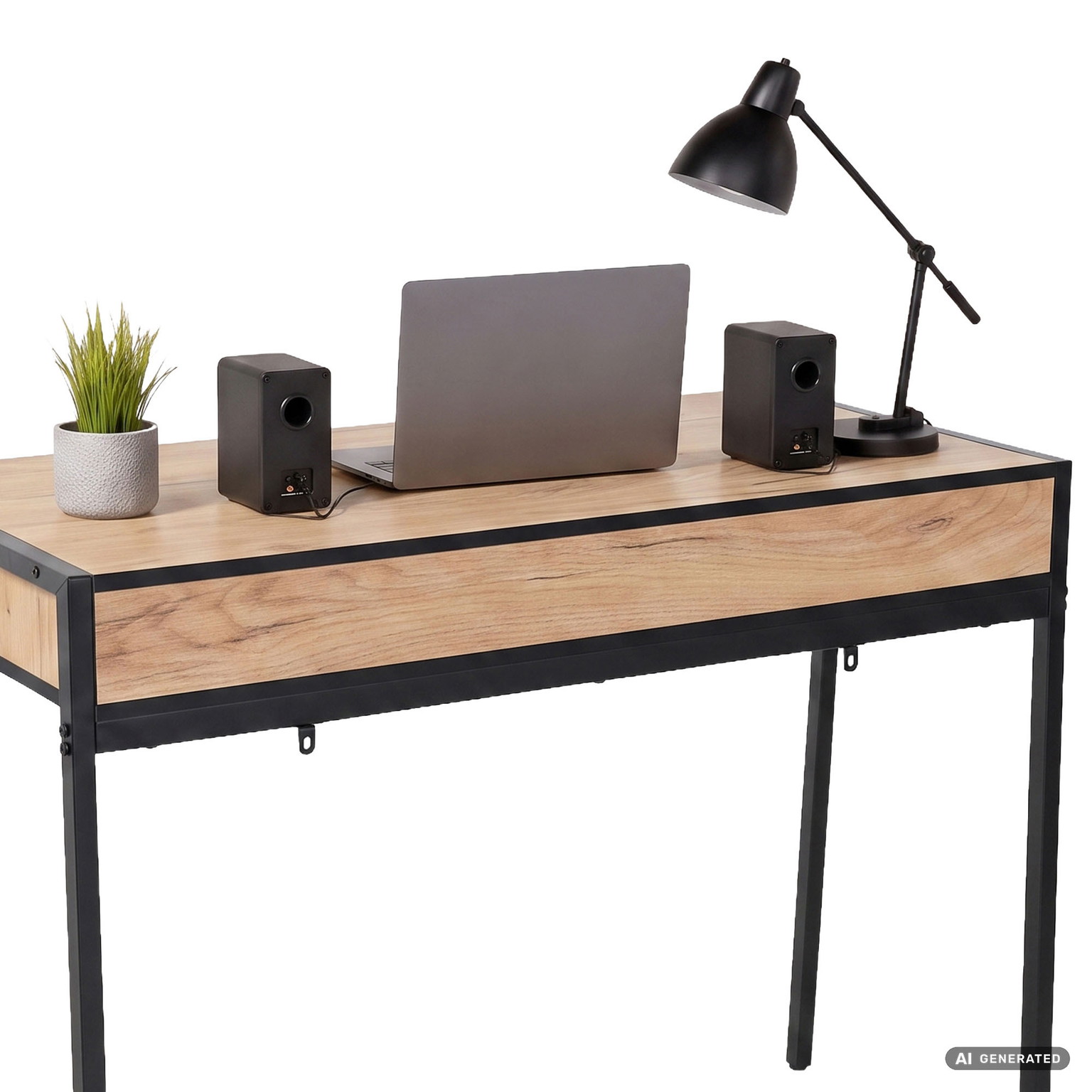 Rašomasis stalas su stalčiais Akord Furniture Factory Zentia, 100 cm x 45 cm, 80.5 cm, juoda sp./oak craft sp. - 4