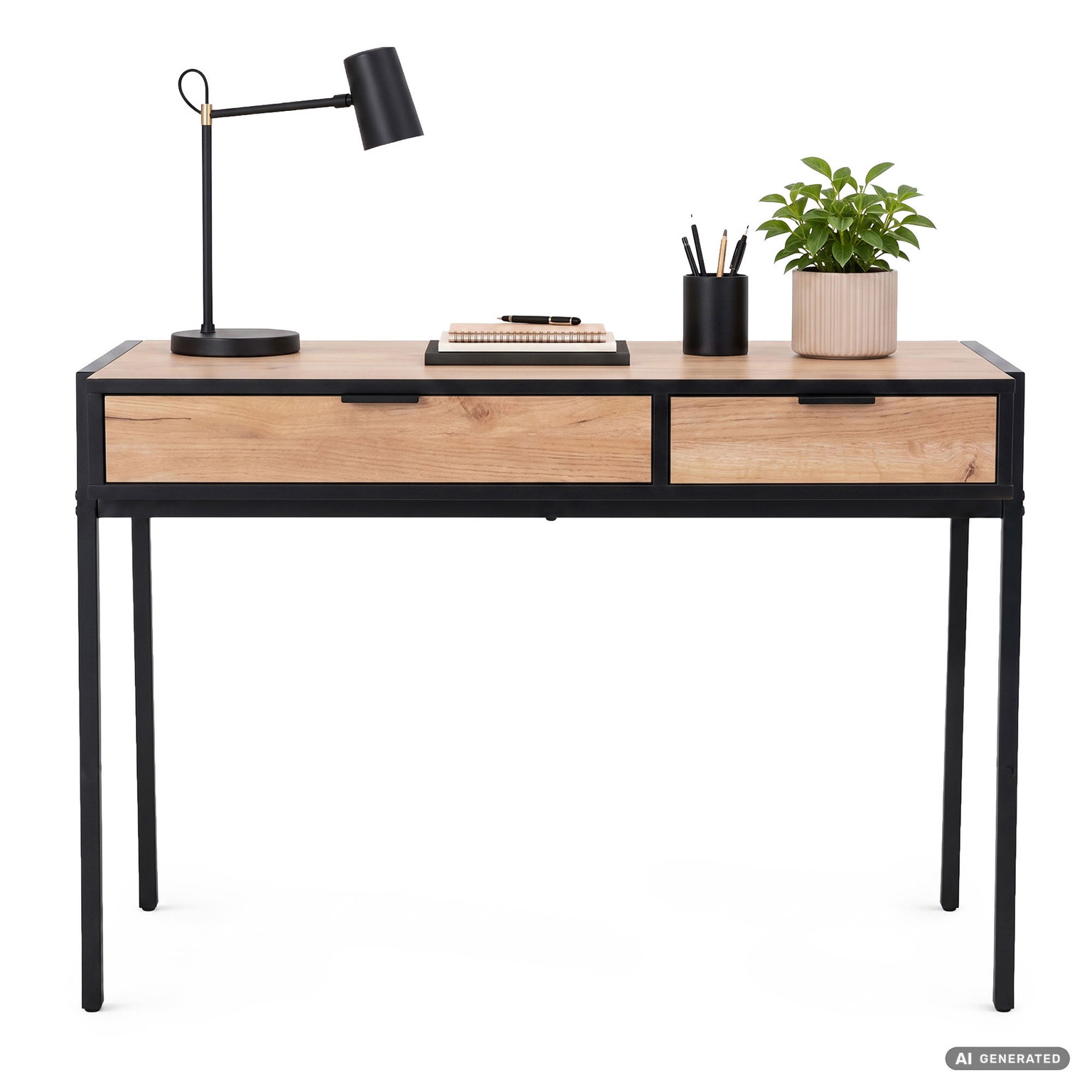 Rašomasis stalas su stalčiais Akord Furniture Factory Zentia, 100 cm x 45 cm, 80.5 cm, juoda sp./oak craft sp. - 2