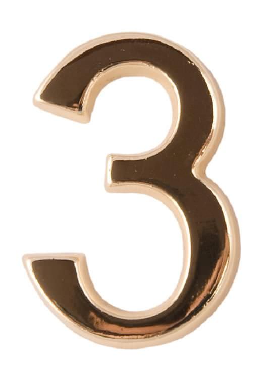 Numeris 3, 50 mm, klijuojamas, aukso sp.-0