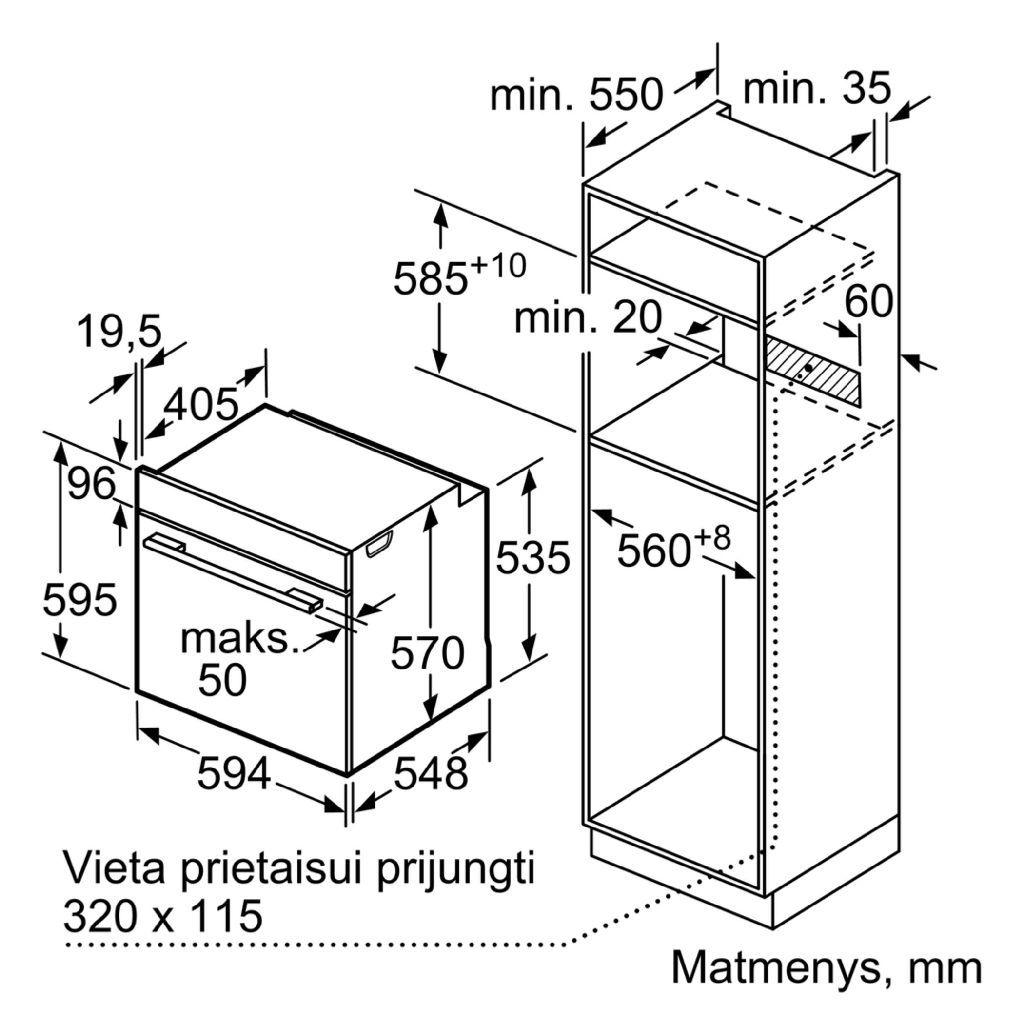 Įmontuojama orkaitė BOSCH HBA530BB0S - 6