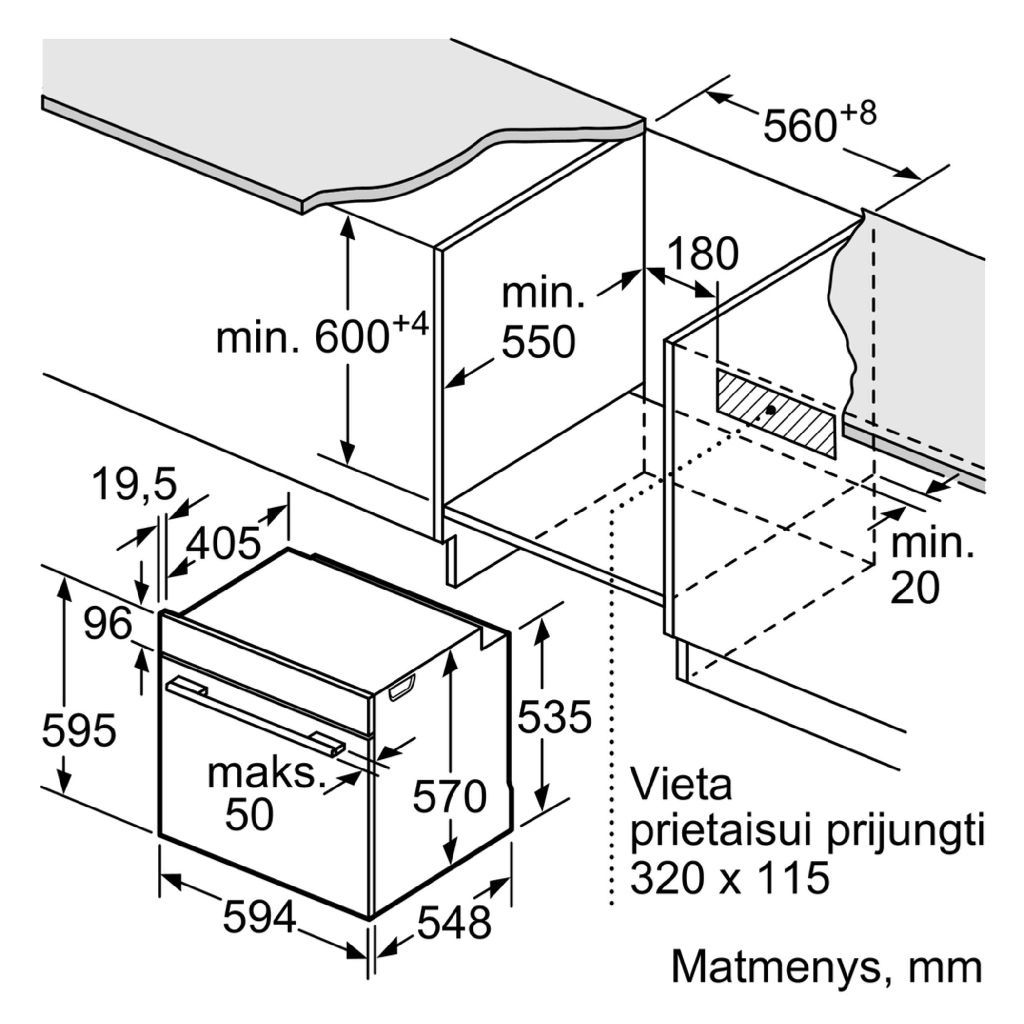 Įmontuojama orkaitė BOSCH HBA530BB0S - 4