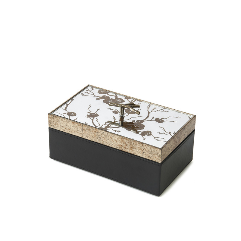 Dekoratyvinė  dėžutė su metaline rankenėle SAVEX SAKURA, juodos sp., 10 x 14 x 24 cm-0
