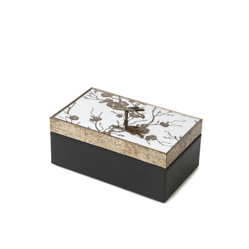 Dekoratyvinė  dėžutė su metaline rankenėle SAVEX SAKURA, juodos sp., 10 x 14 x 24 cm-0