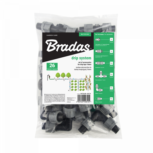 Priedų rinkinys BRADAS lašelinio laistymo juostai 16 mm (26 vnt.) - 4