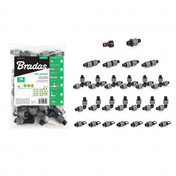 Priedų rinkinys BRADAS lašelinio laistymo juostai 16 mm (26 vnt.)-0