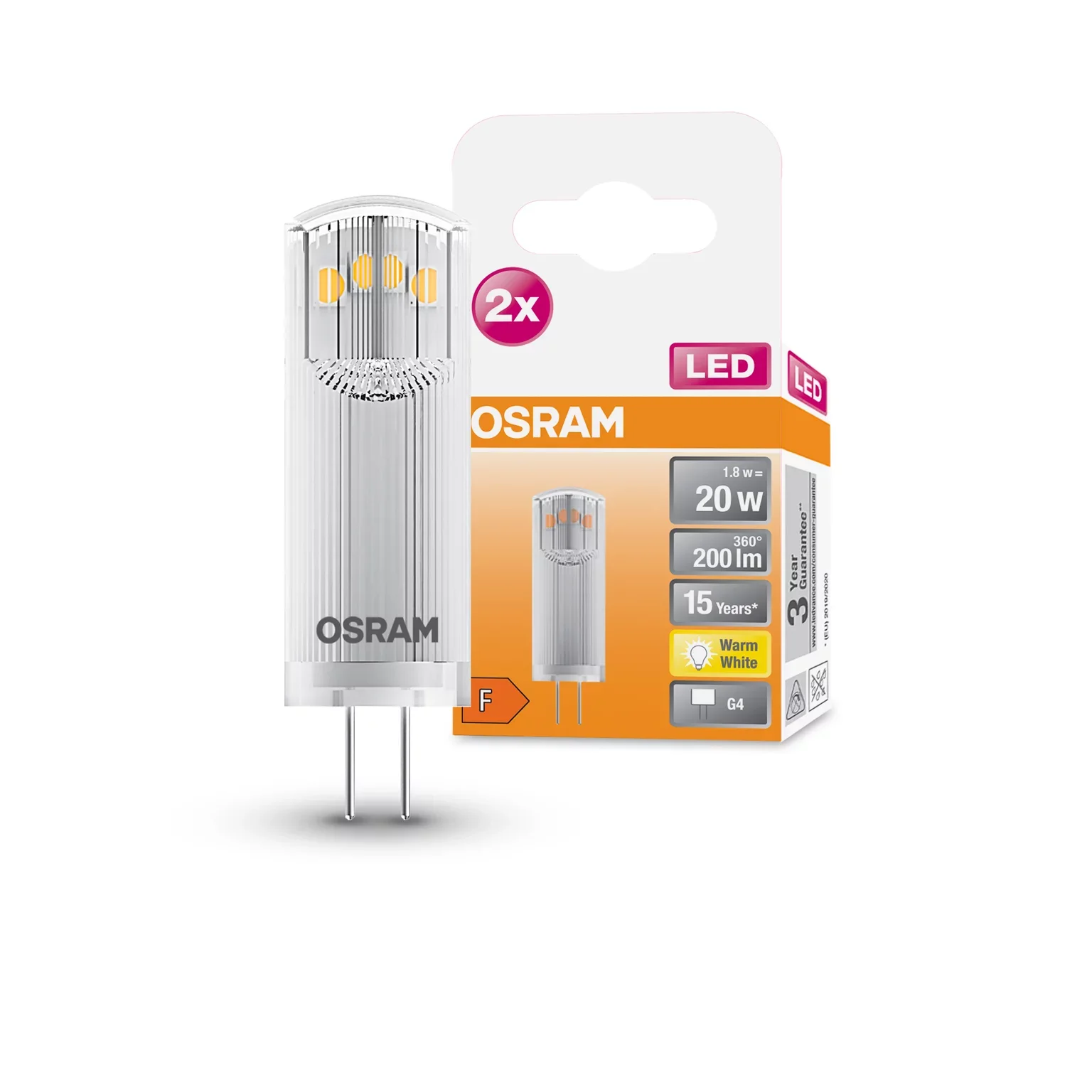 OSRAM LED kapsulinė lemputė PIN 20, G4, 1,8W, 2700 K, 200 lm, šiltai baltos sp. - 3