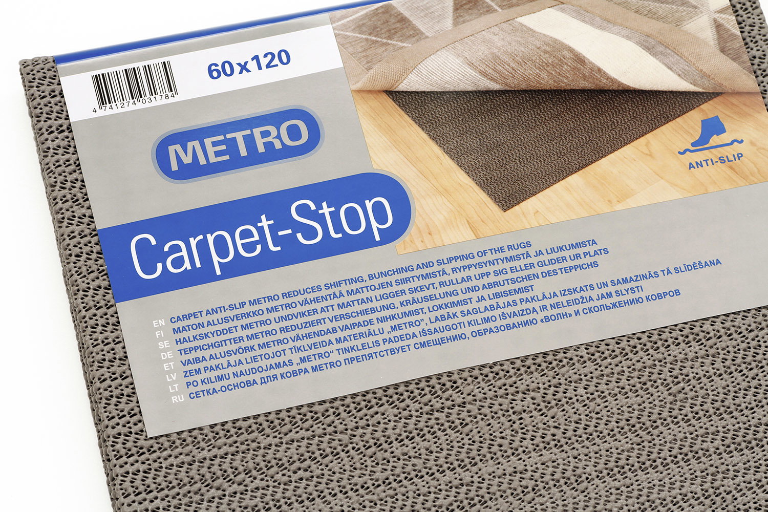 Neslystantis tinklelis po kilimu NARMA CARPET STOP METRO, 120 x 60 cm, 100% vinilo - 7