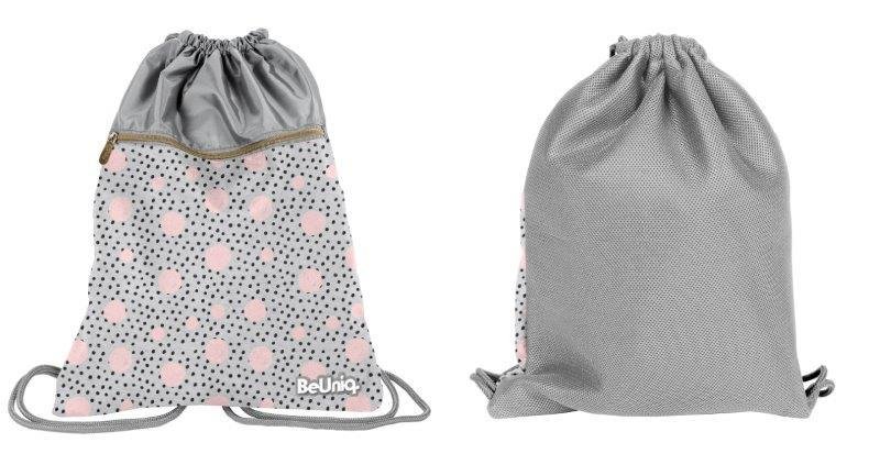Sportinės aprangos maišelis BE UNIQ Pink dots, pilkos sp., 47 x 37 cm