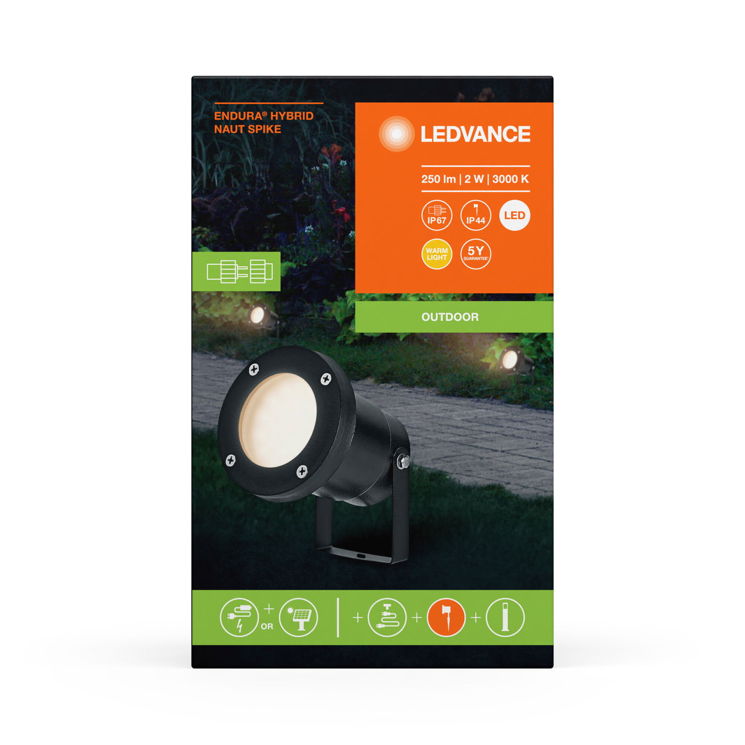 Įsmeigiamas LED lauko šviestuvas LEDVANCE HYBRID NAUT SPIKE įkraunamas saule/12V IP44 3000K 2W 250lm-1