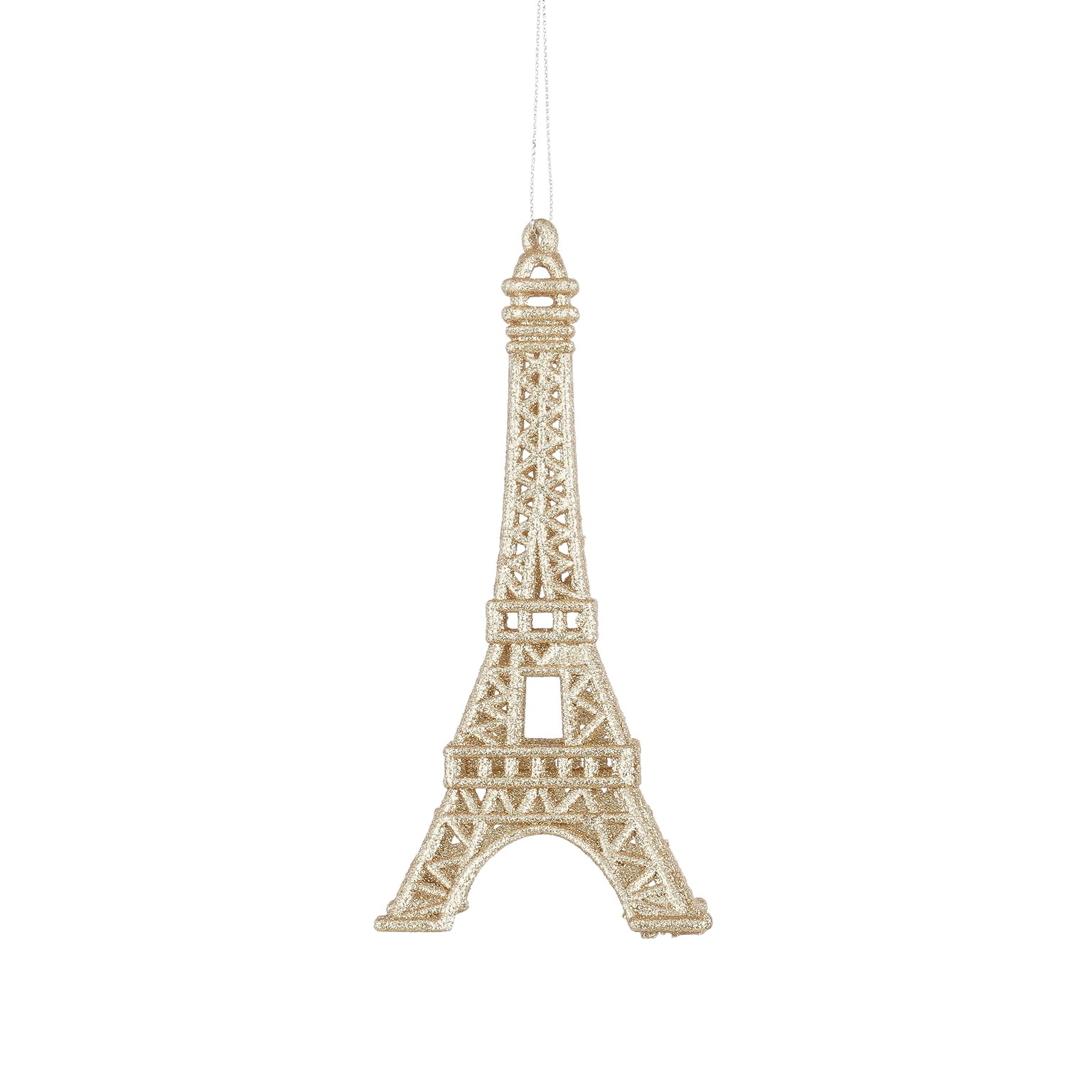 Pakabinama kalėdinė dekoracija EIFFEL TOWER, šampaninės sp., 7,5 x 7,5 x 16,5 cm-0