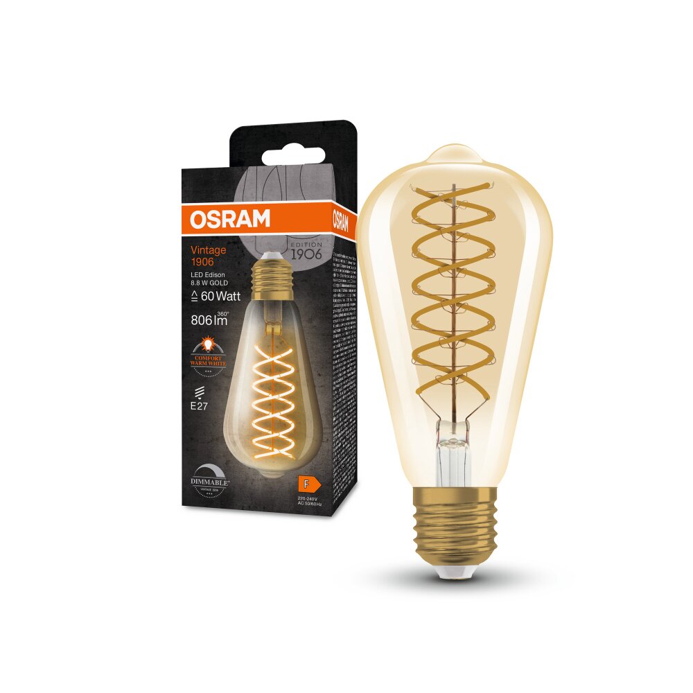 Dekoratyvinė LED lemputė OSRAM VINTAGE 1906, E27, EDISON, 8,8W, 2400K, 806lm, dimeriuojama-1