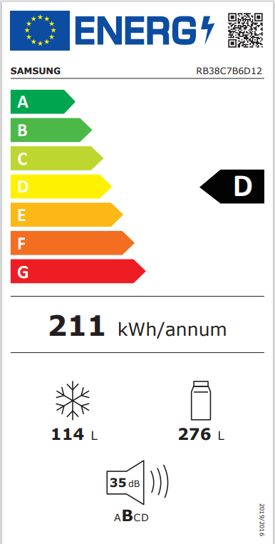 Šaldytuvas su šaldikliu SAMSUNG RB38C7B6D12/EF, 203 cm, baltos sp. - 6