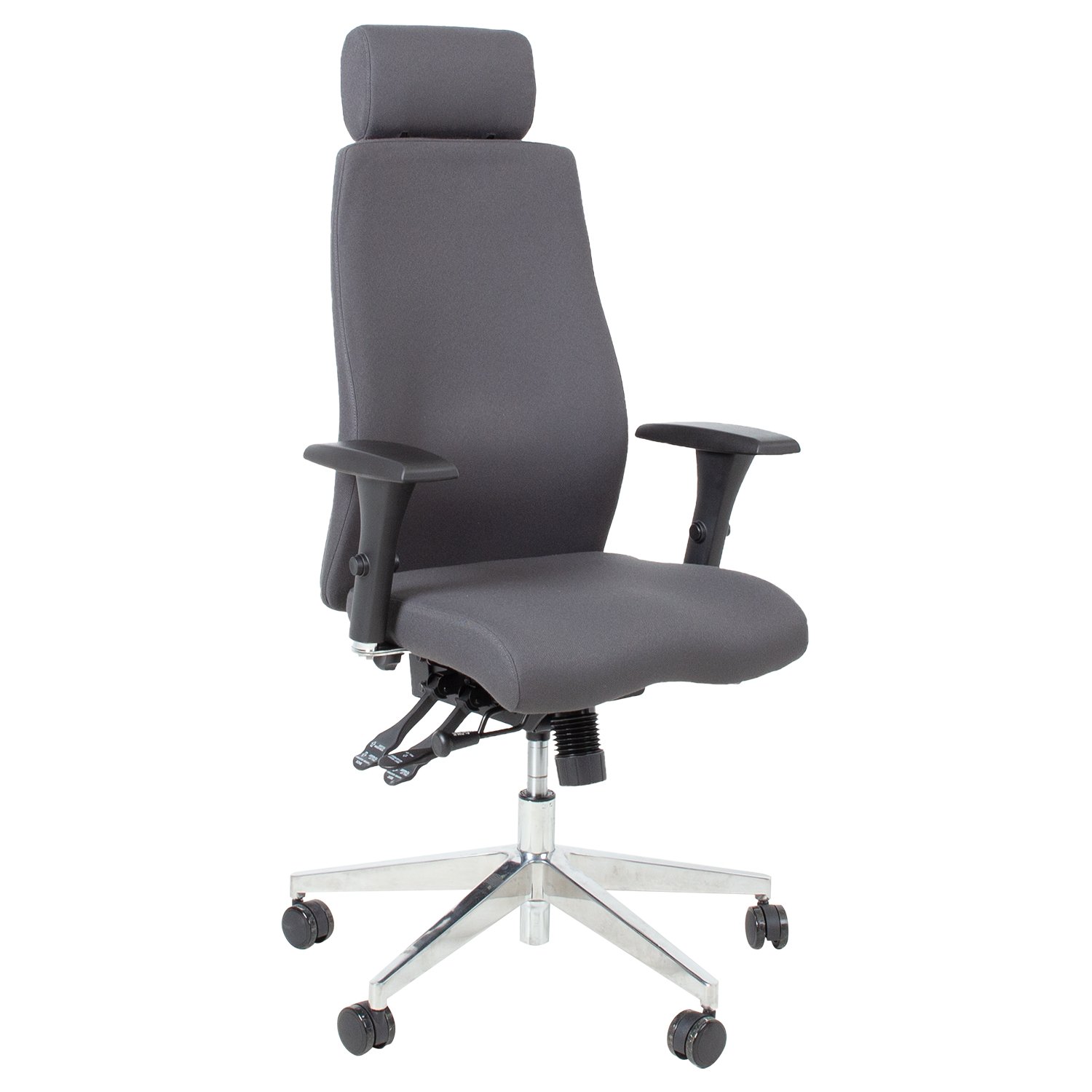 Biuro kėdė SMART EXTRA su galvos atlošu, 60x63,5-70x114-123 cm, pilka