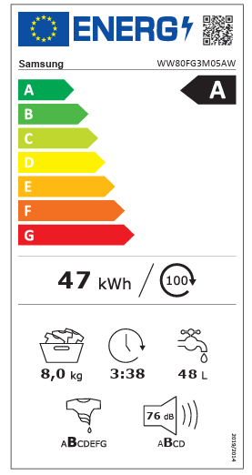 Skalbyklė SAMSUNG WW80FG3M05AWLF, 8 kg - 8