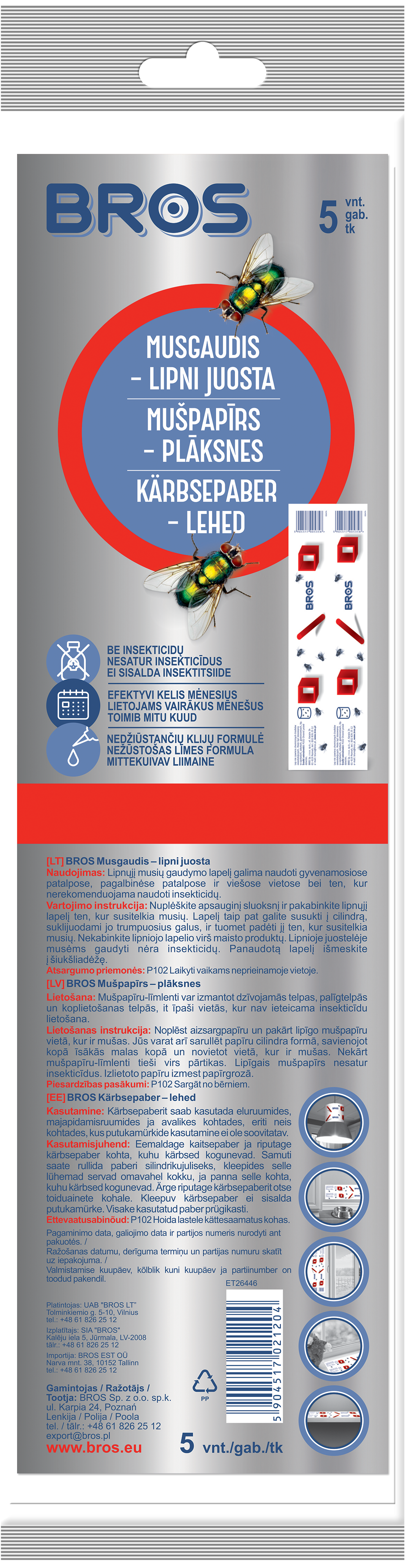 Lipni juostelė-musgaudis BROS, 5 vnt.-0