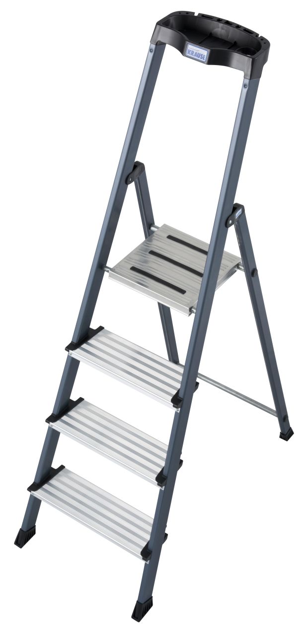 Kopėčios KRAUSE Securo, 4 pakopos, anoduotos, su įrankių laikikliu, darbinis aukštis 285cm-0