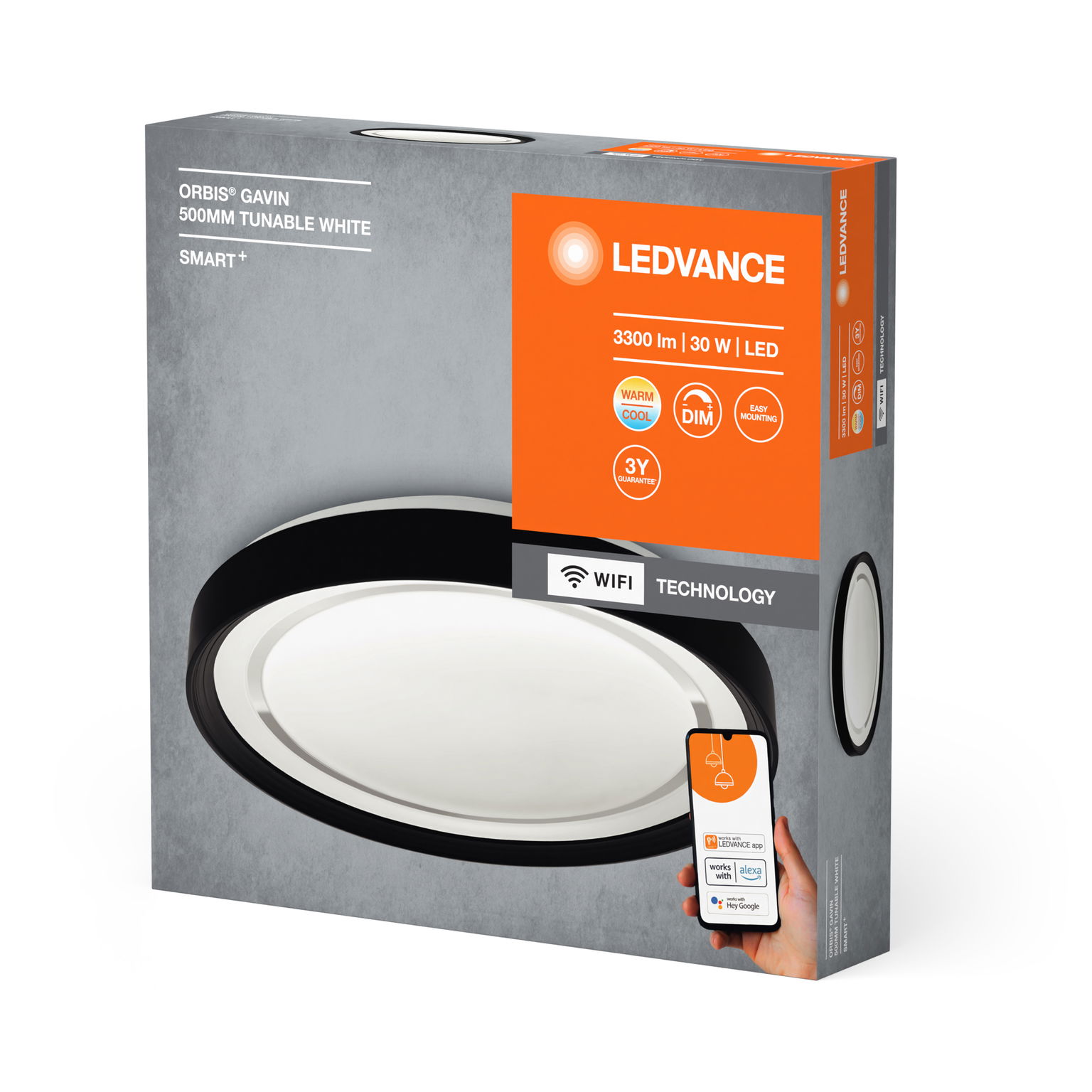 Išmanusis LED šviestuvas LEDVANCE ORBIS GAVIN, 2700-6500K, 30W, 3300lm, Ø48,4,valdomas APP-2