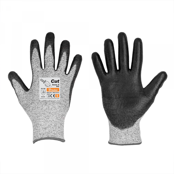 Darbo pirštinės Bradas CUT COVER 5 PU atsparios įpjovimams, 9 dydis, 6 vnt. - 1