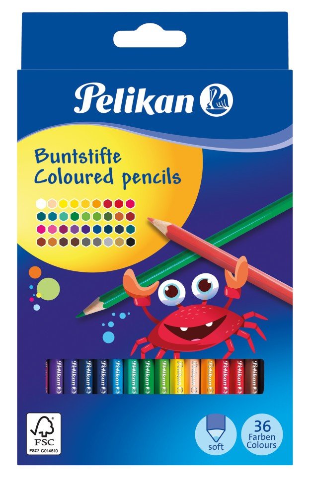 Spalvoti pieštukai, 36 spalvų