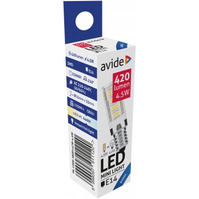 LED lemputė AVIDE, E14, JD, 4,5W (=41W), 6400K, 220-240V, 420 lm, 220°