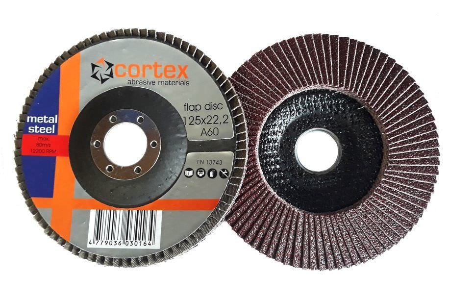 Žiedlapinis šlifavimo diskas CORTEX, 125 x 22 mm, P60, aliuminio oksidas
