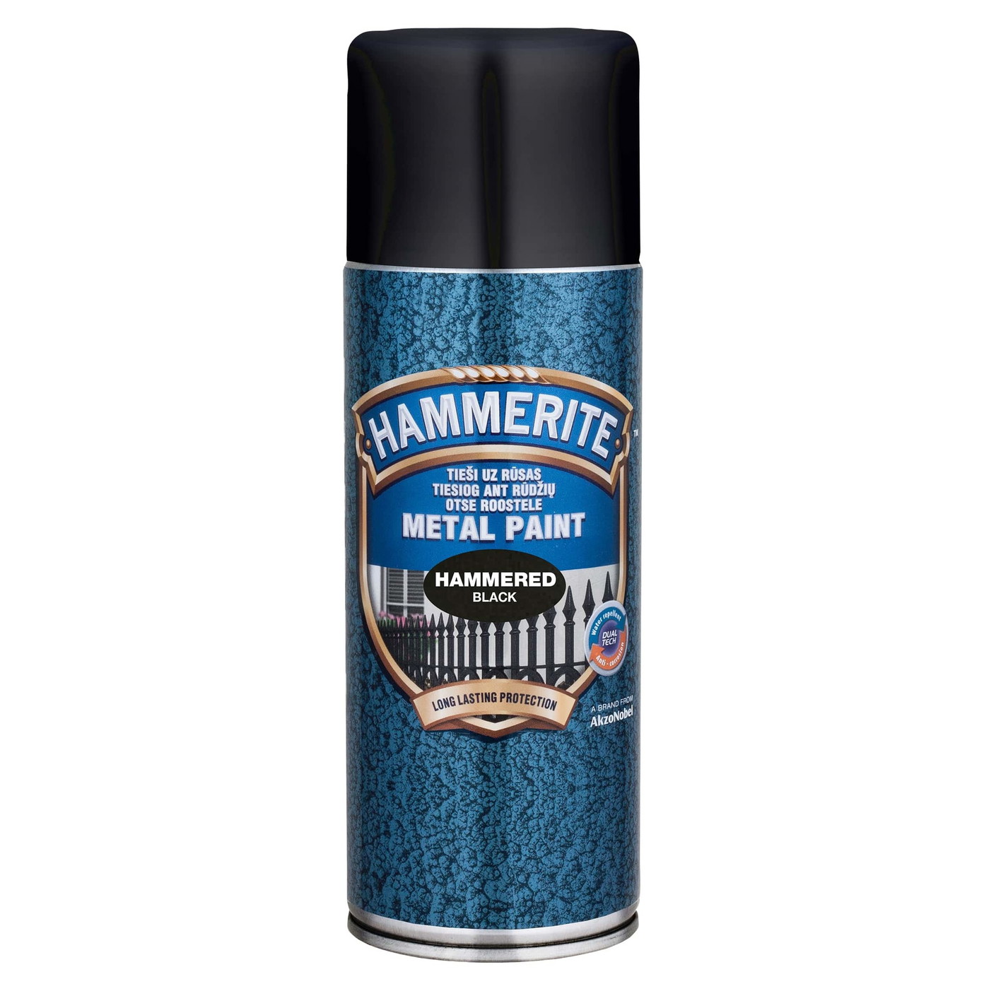 Purškiami metalo dažai HAMMERITE HAMMERED FINISH, juodos sp., 400 ml-0