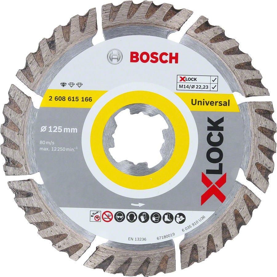Deimantinis segmentinis pjovimo diskas BOSCH X-Lock, 125 x 2,0 x 22,23 mm, universalus