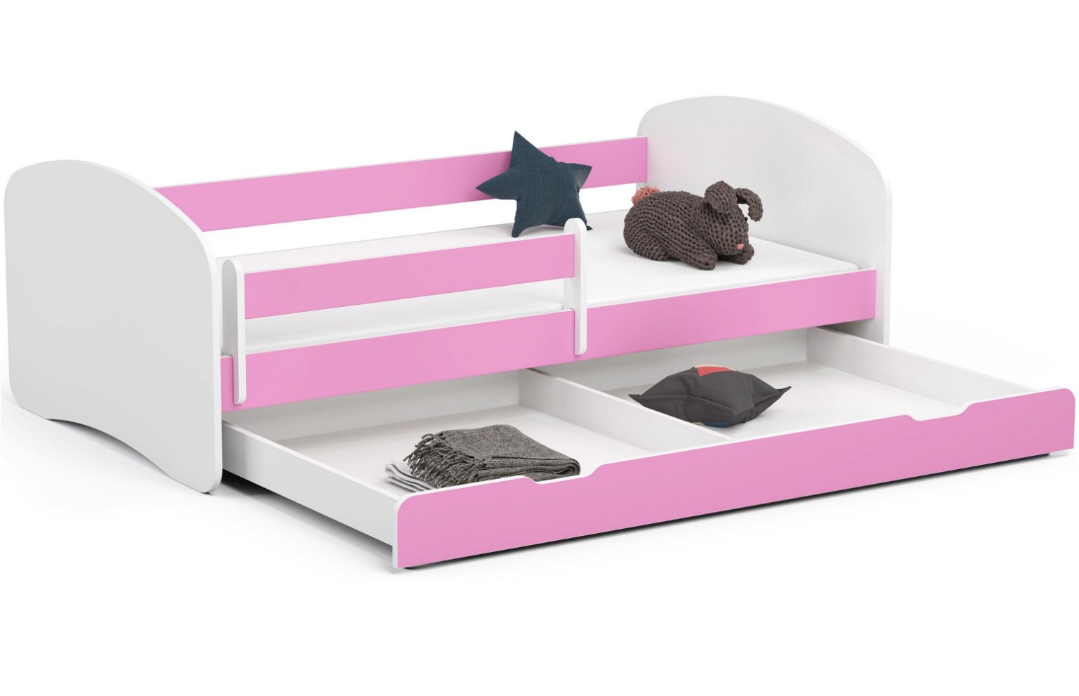 Vaikiška lova su čiužiniu SMILE, 180x90 cm, rožinė - 2