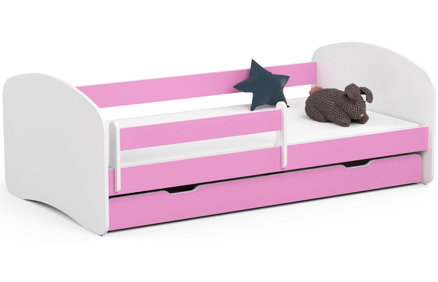 Vaikiška lova su čiužiniu SMILE, 180x90 cm, rožinė - 1