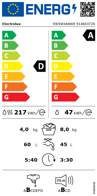 Skalbimo mašina - džiovyklė ELECTROLUX EW5W468WE, 8/4 kg-1