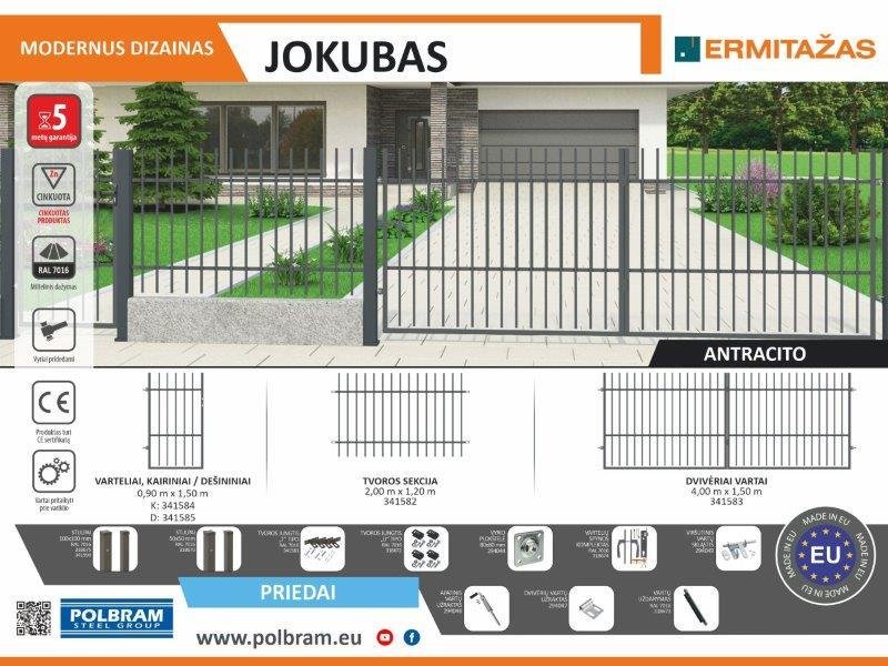 Dekoratyvinės tvoros segmentas JOKŪBAS, 1200 x 2000 mm, juodos sp. - 2