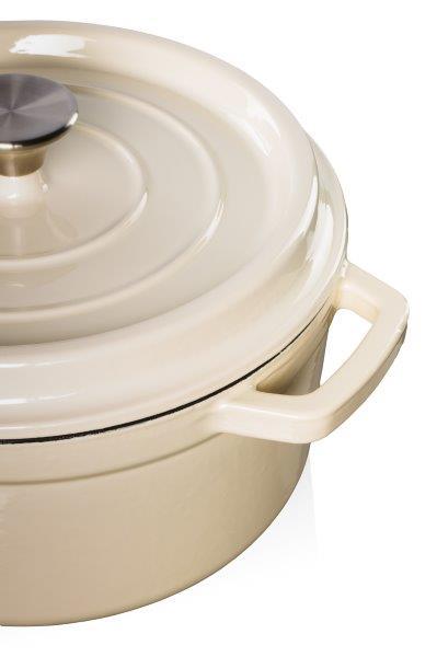 Ketaus puodas Grand Feu, minimalistinio dizaino „Casserole“ su dangčiu,  4.7l, baltos sp. - 4