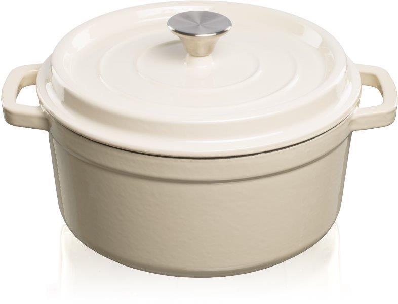 Ketaus puodas Grand Feu, minimalistinio dizaino „Casserole“ su dangčiu,  4.7l, baltos sp.-1
