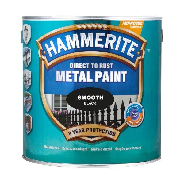 Metalo dažai HAMMERITE SATIN FINISH, pusiau matiniai, juodos sp., 2,5 l-0