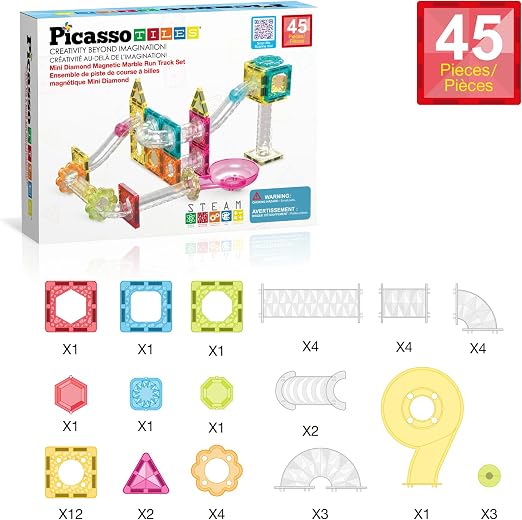 Magnetinis konstruktorius PICASSO TILES Marble Run 45 detalės, PTMG45-1
