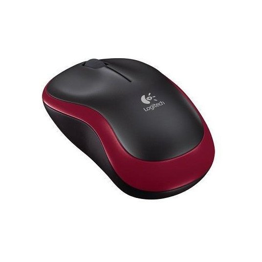 Kompiuterio pelė Logitech M185, juoda/raudona