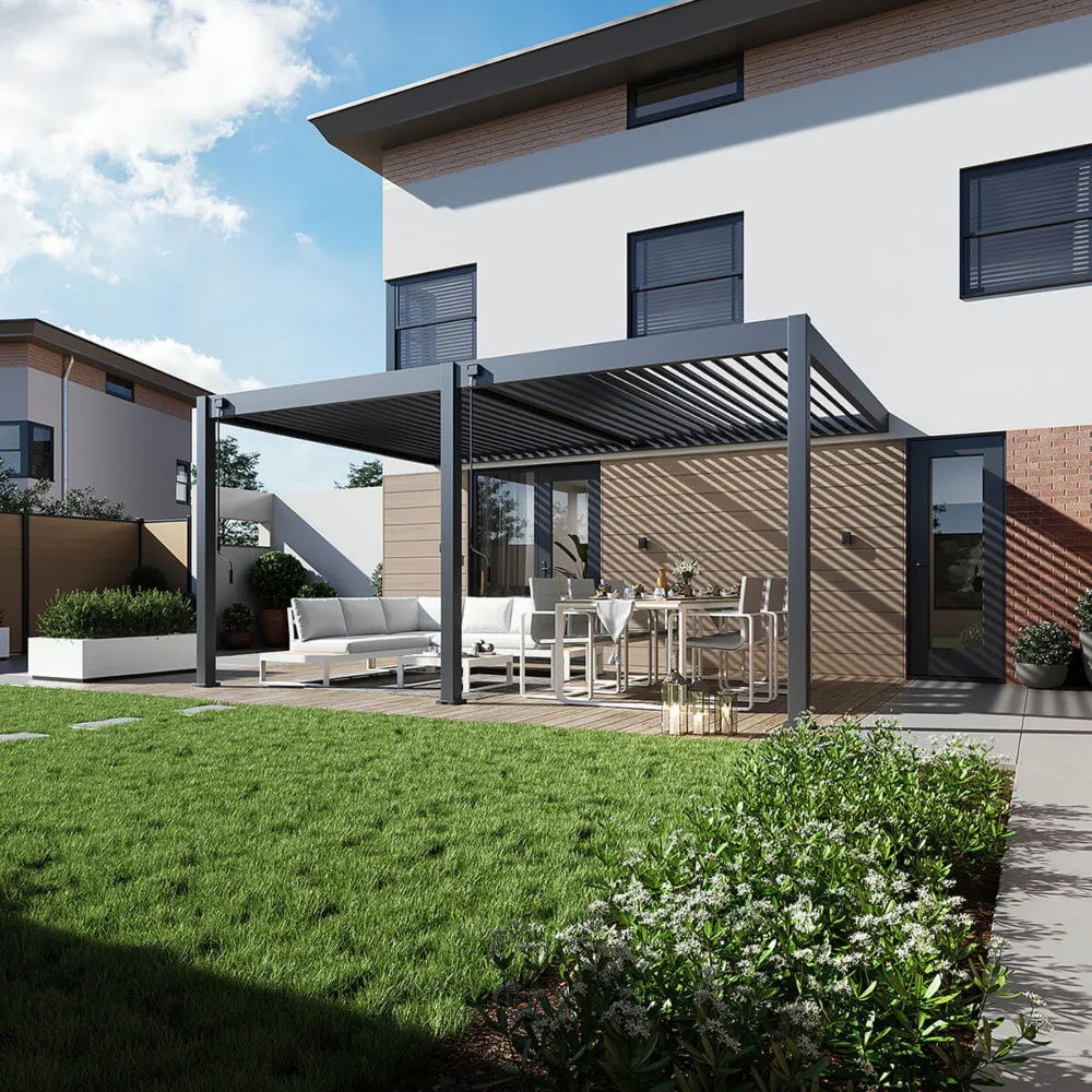 Pavėsinė Pergola DELUXE WALL 360x530x256 cm, Anthracite (montuojama prie sienos)-1