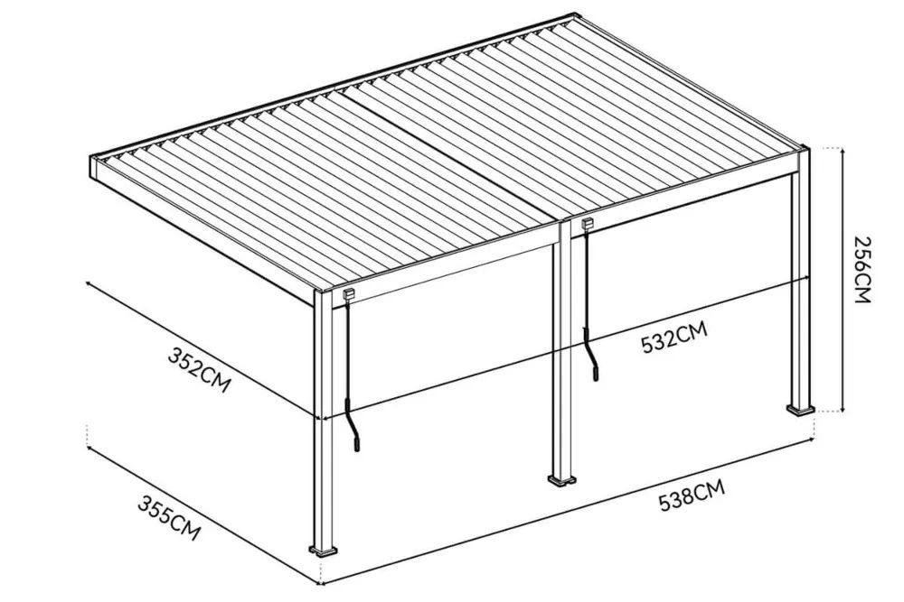 Pavėsinė Pergola DELUXE WALL 360x530x256 cm, Anthracite (montuojama prie sienos) - 8
