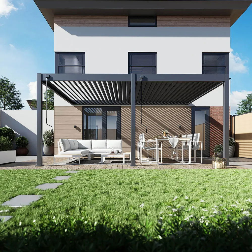 Pavėsinė Pergola DELUXE WALL 360x530x256 cm, Anthracite (montuojama prie sienos) - 7