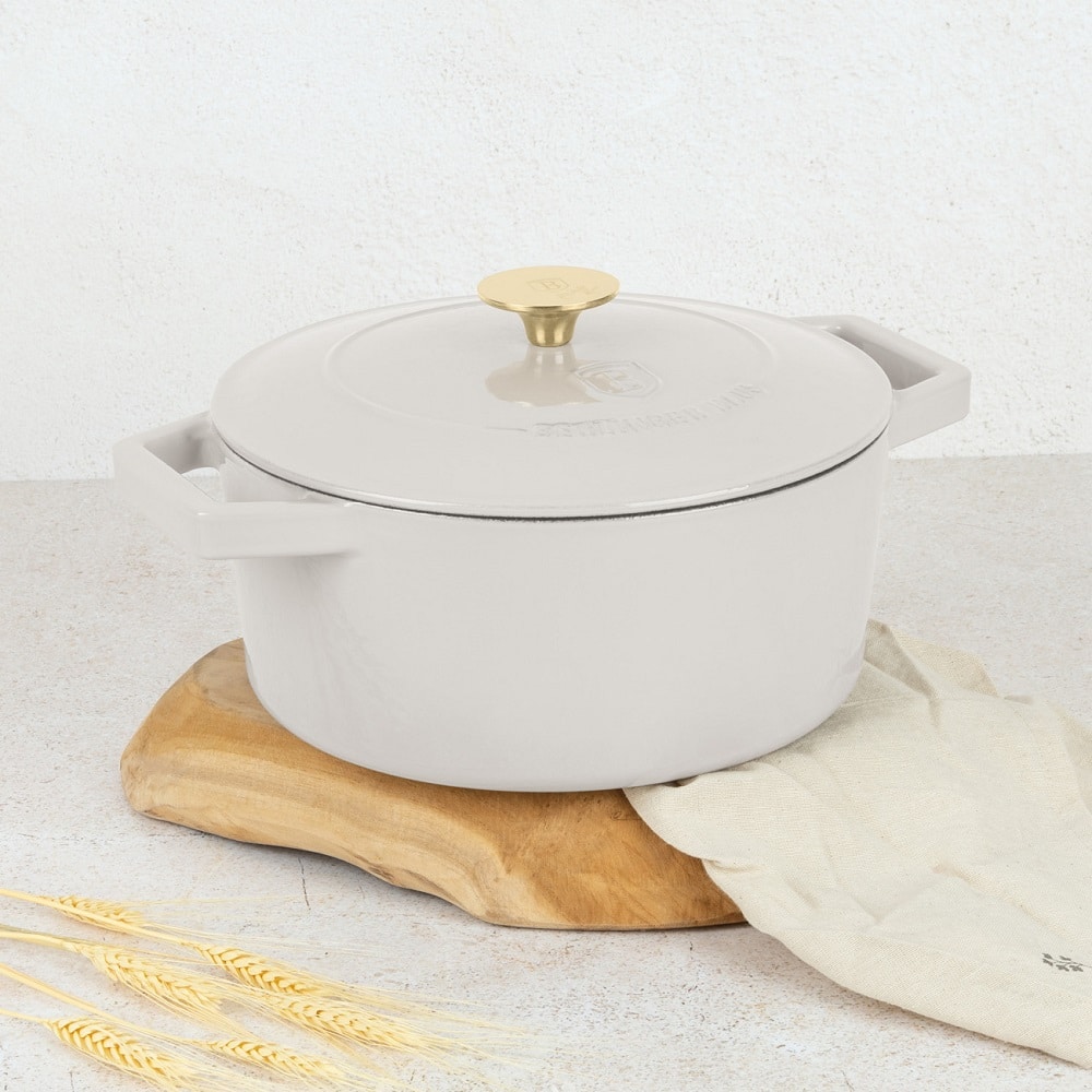 Ketaus troškinimo puodas BERLINGERHAUS SAHARA, kreminės sp., ø24 cm, 4,35 L-1