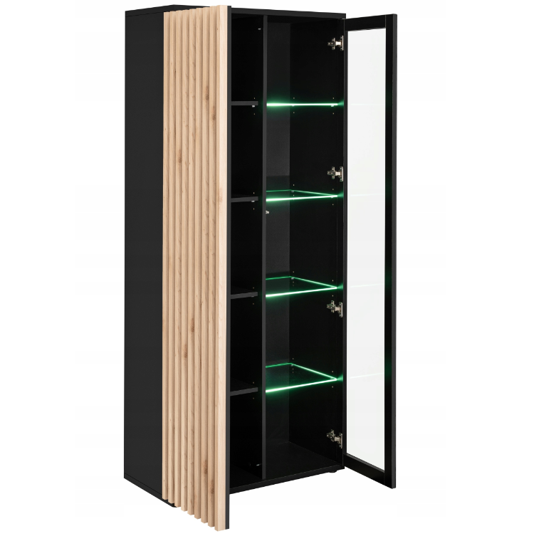 Sekcija su LED apšvietimu Cameron, ąžuolo/juoda - 3