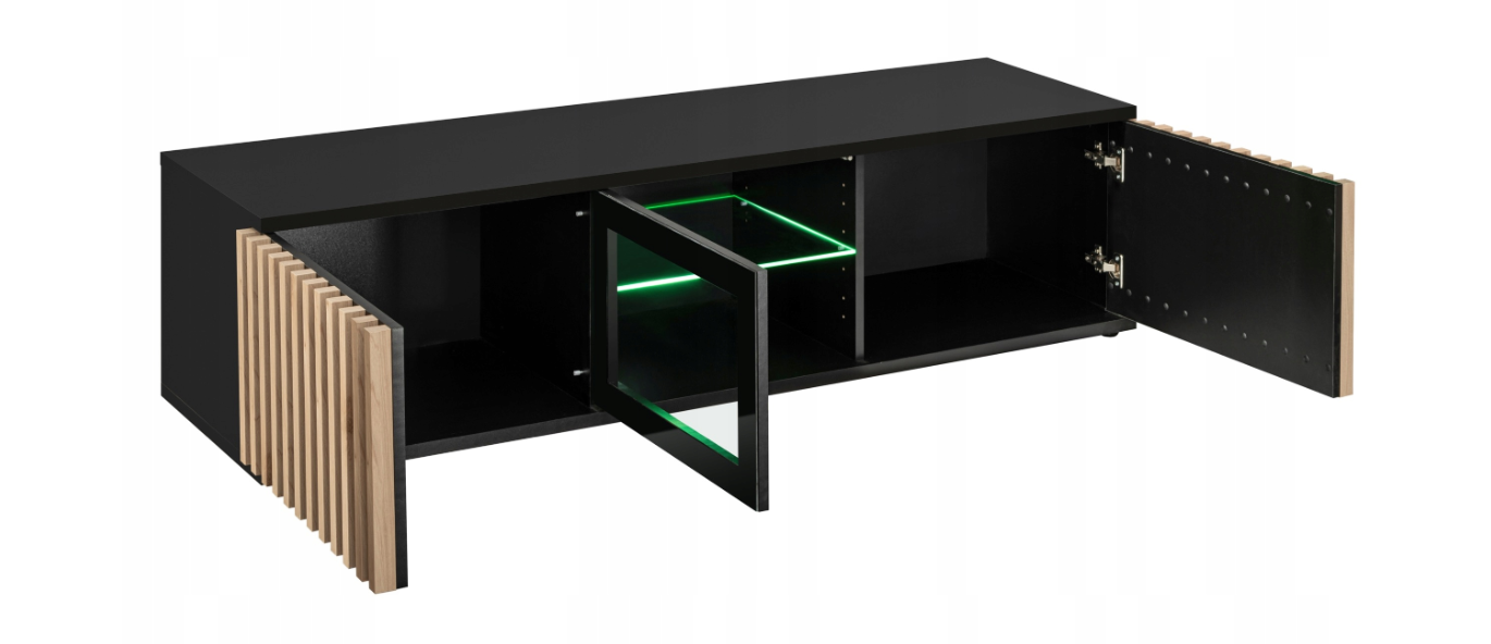Sekcija su LED apšvietimu Cameron, ąžuolo/juoda - 5