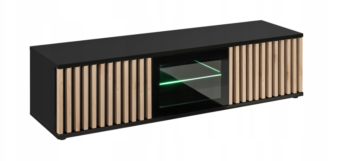 Sekcija su LED apšvietimu Cameron, ąžuolo/juoda - 4