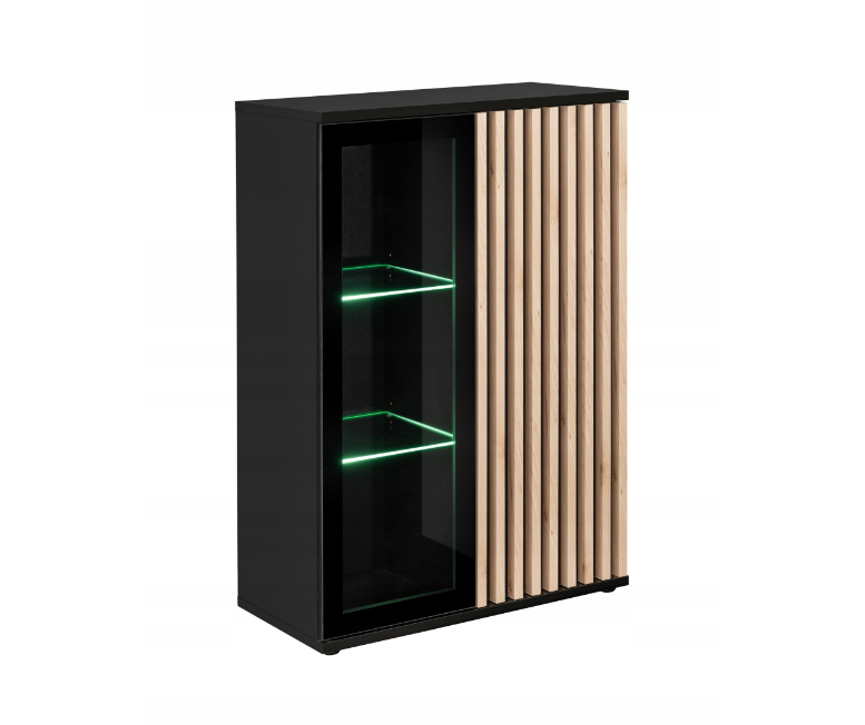 Sekcija su LED apšvietimu Cameron, ąžuolo/juoda - 6