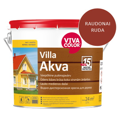 Medinių fasadų dažai VIVACOLOR VILLA AKVA, raudonai rudos 2669 sp., 2,7 l-0