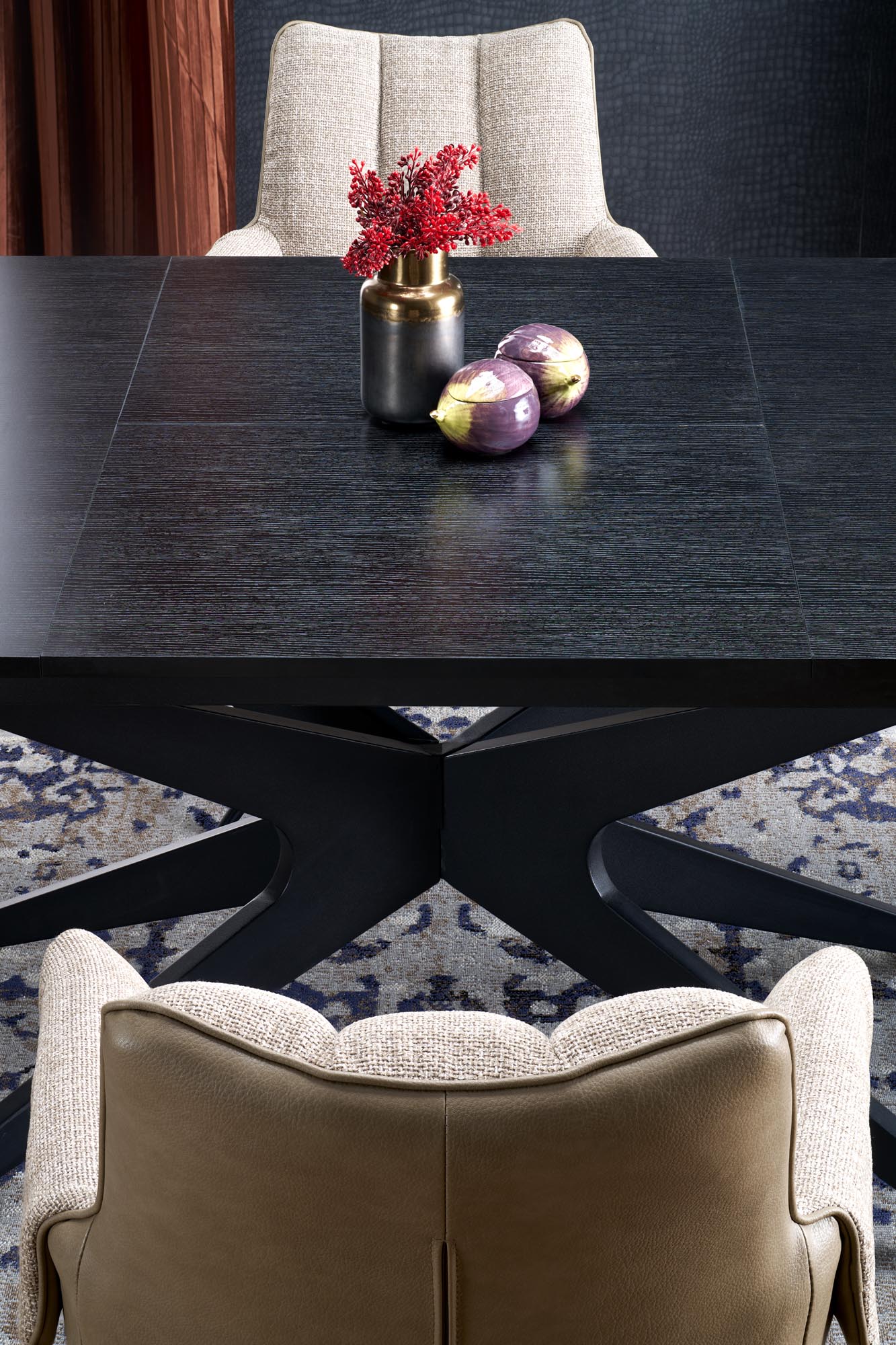 Valgomojo stalas SANDRO, 180-240 x 100 cm, juoda-1
