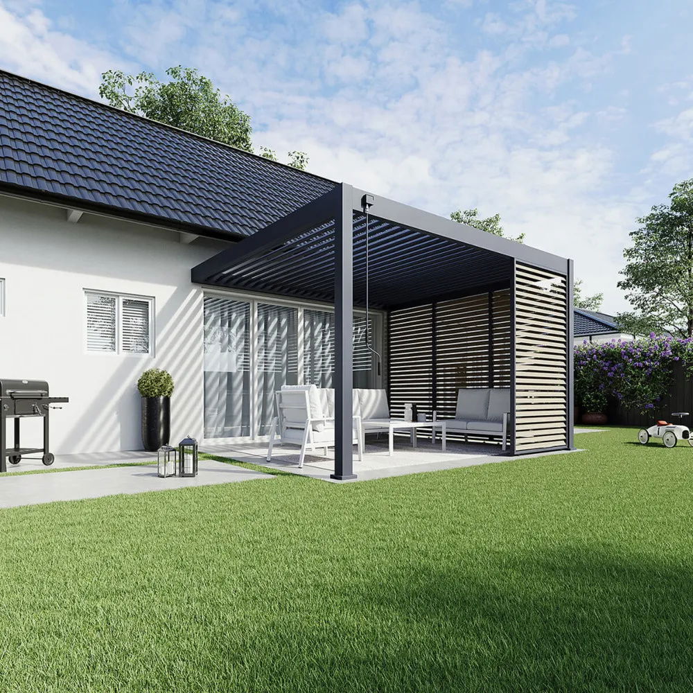 Pavėsinė Pergola DELUXE WALL 360x400x256 cm, Anthracite (montuojama prie sienos) - 6