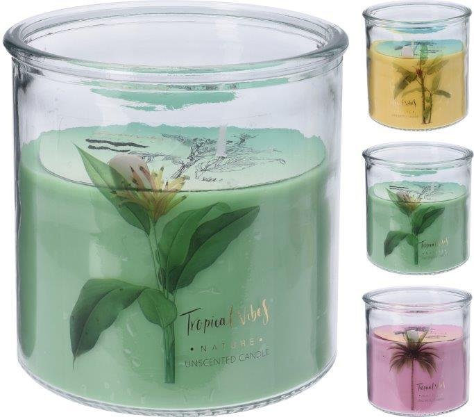 Dekoratyvinė žvakė stikliniame indelyje SUMMER JAR, 3 spalvos, 1 vnt.