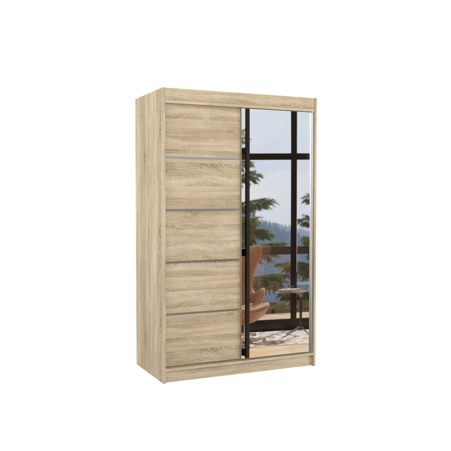 Spinta ADRK Nicea, sonoma ąžuolo sp., 120 cm x 58 cm x 200 cm, su veidrodžiu - 3